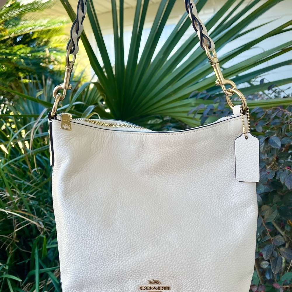 Coach White Abby Duffle Pebbled Leather Shoulder Bag - Picture 2 of 9